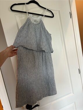 Madewell Lightweight Grey/Blue Halter Layered Dress